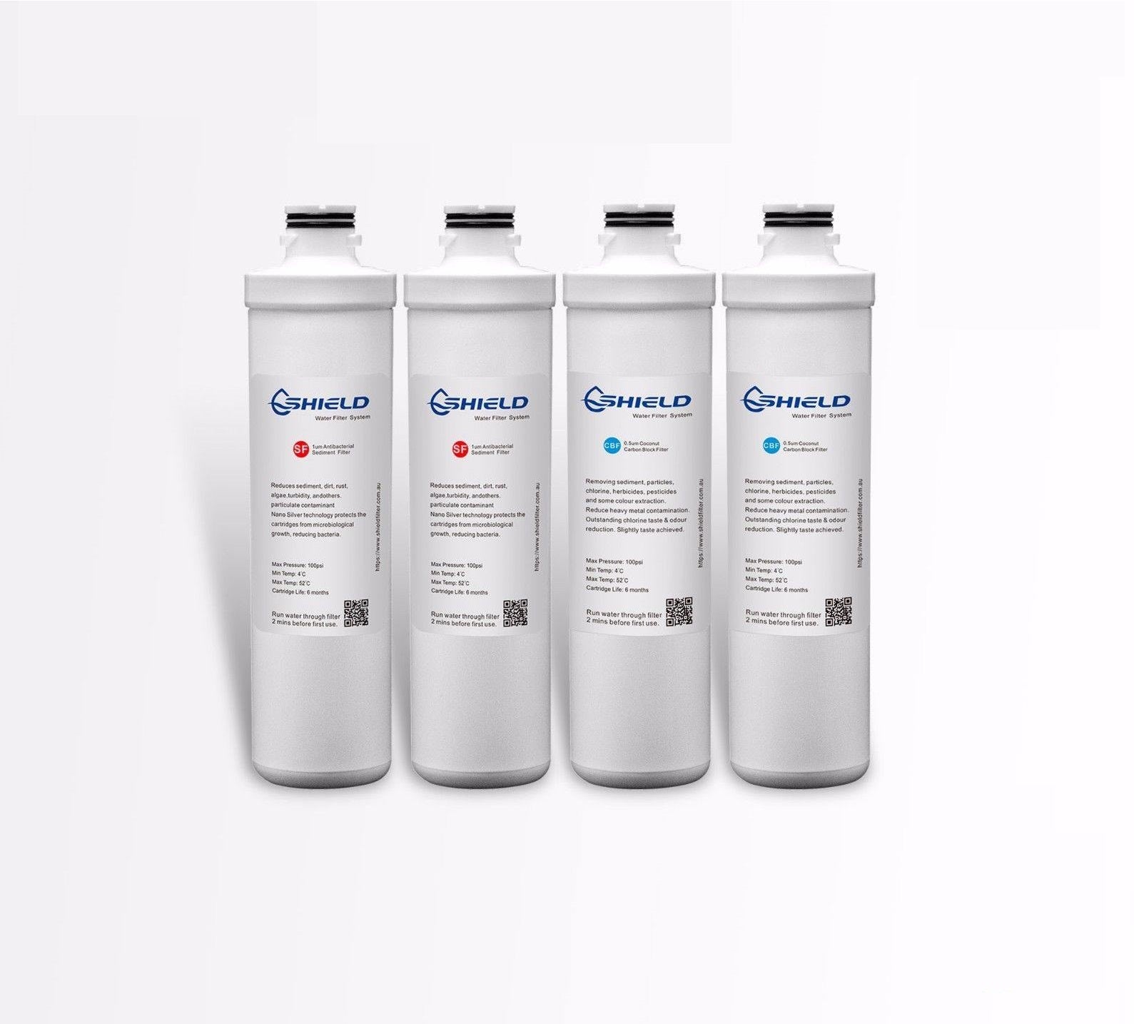 Shield 2 Stages Quick Change Water Filter System Replacement Cartridges