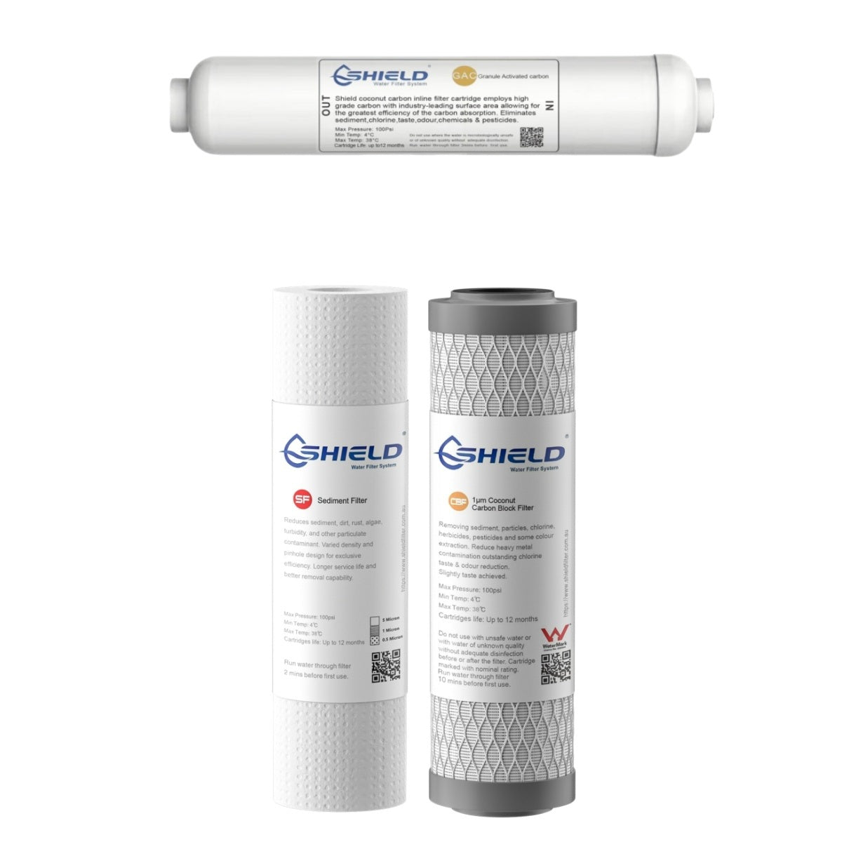 4-Stage Reverse Osmosis Water Filter Replacement Pack | Undersink RO System Cartridges - Shield Water Filter