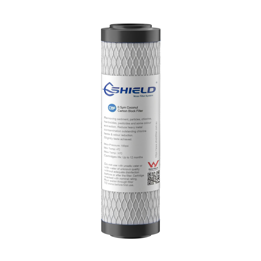 0.5 Micron Coconut Carbon Block Water Filter Cartridge | 10” x 2.5” Universal Replacement for Undersink & Benchtop Filtration Systems - Shield Water Filter