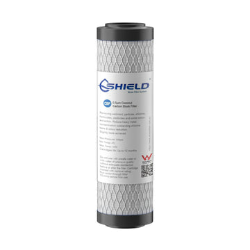 0.5 Micron Coconut Carbon Block Water Filter Cartridge | 10” x 2.5” Universal Replacement for Undersink & Benchtop Filtration Systems - Shield Water Filter