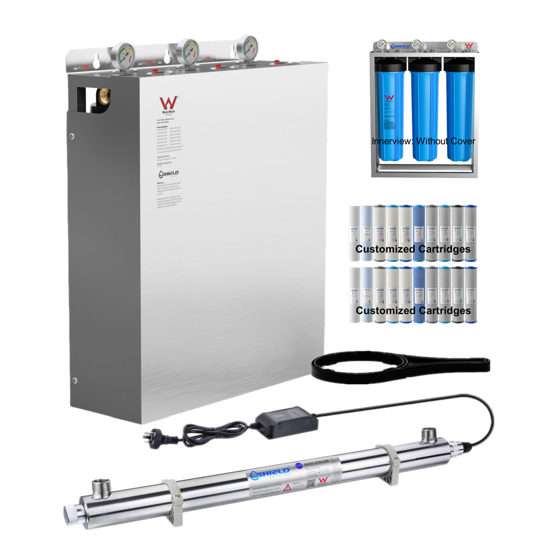 Rain Tank Whole House Water Filter System + UV Sterilizer | Stainless Steel Cover | WaterMark| Free-Standing - Shield Water Filter