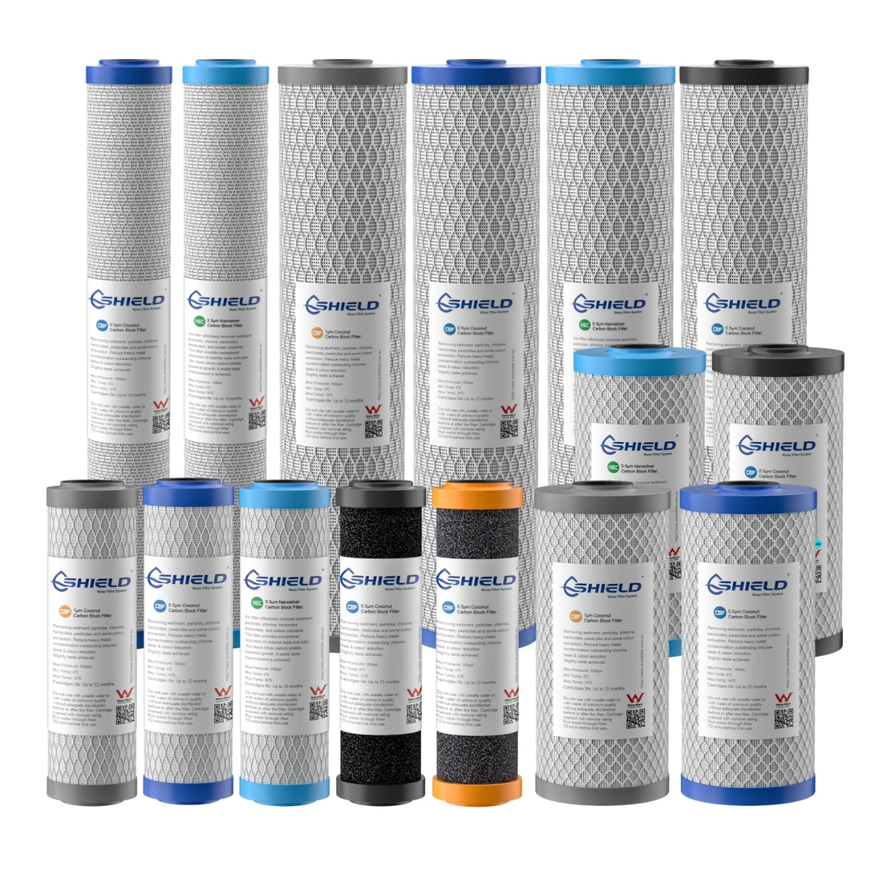 2-Pack Carbon-Fiber Replacement Filter Cartridges For CECEFIN Faucet Mount Filtration System - Reduces 99% Chlorine, Filters 528 Gallons, 1.28"D X 2.24"H