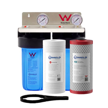 10” x 4.5” PFAS Chloramine Whole House Twin Water Filter System | WaterMark Certified |2-Stage Wall Mount | Ideal for Town Water - Shield Water Filter