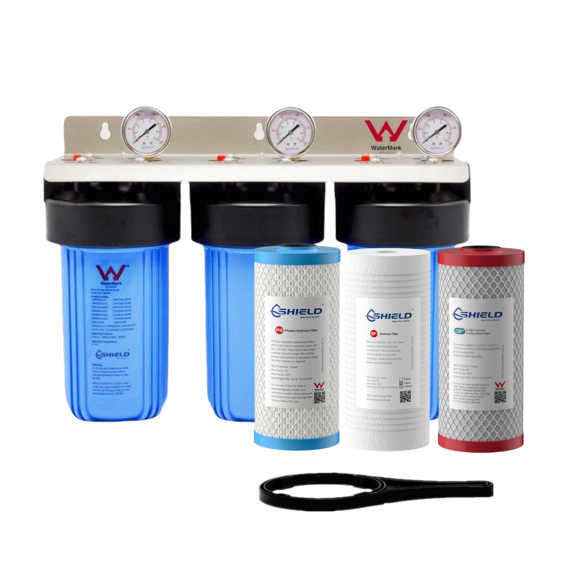 10” x 4.5” PFAS Chloramine Removal Whole House Triple Water Filter System | WaterMark Certified| 3-Stage Wall Mount | Ideal for Town Water - Shield Water Filter
