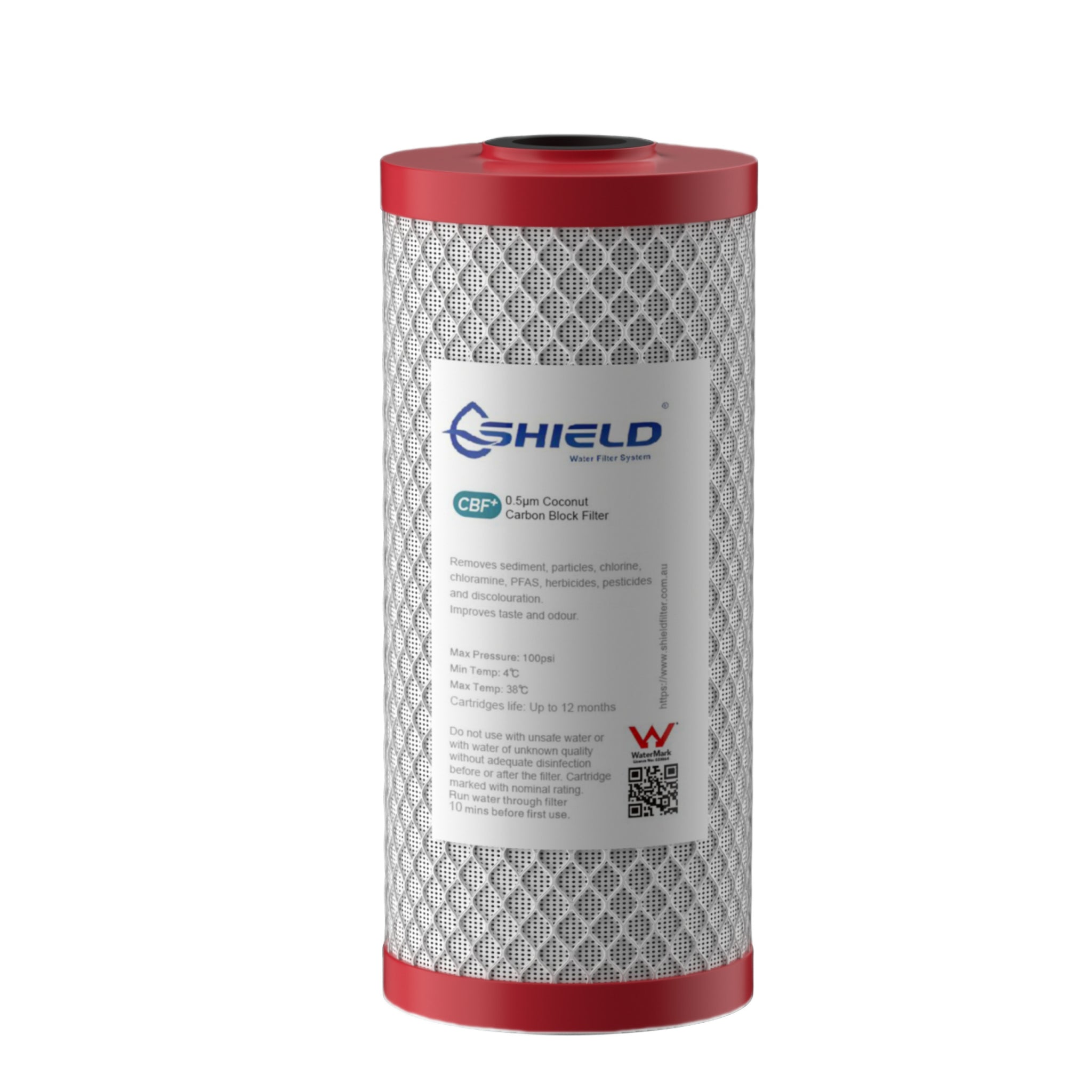 0.5 Micron Carbon Water Filter Cartridge PFAS Chloramine Chlorine Removal | 10” x 4.5” Whole House Replacement - Shield Water Filter