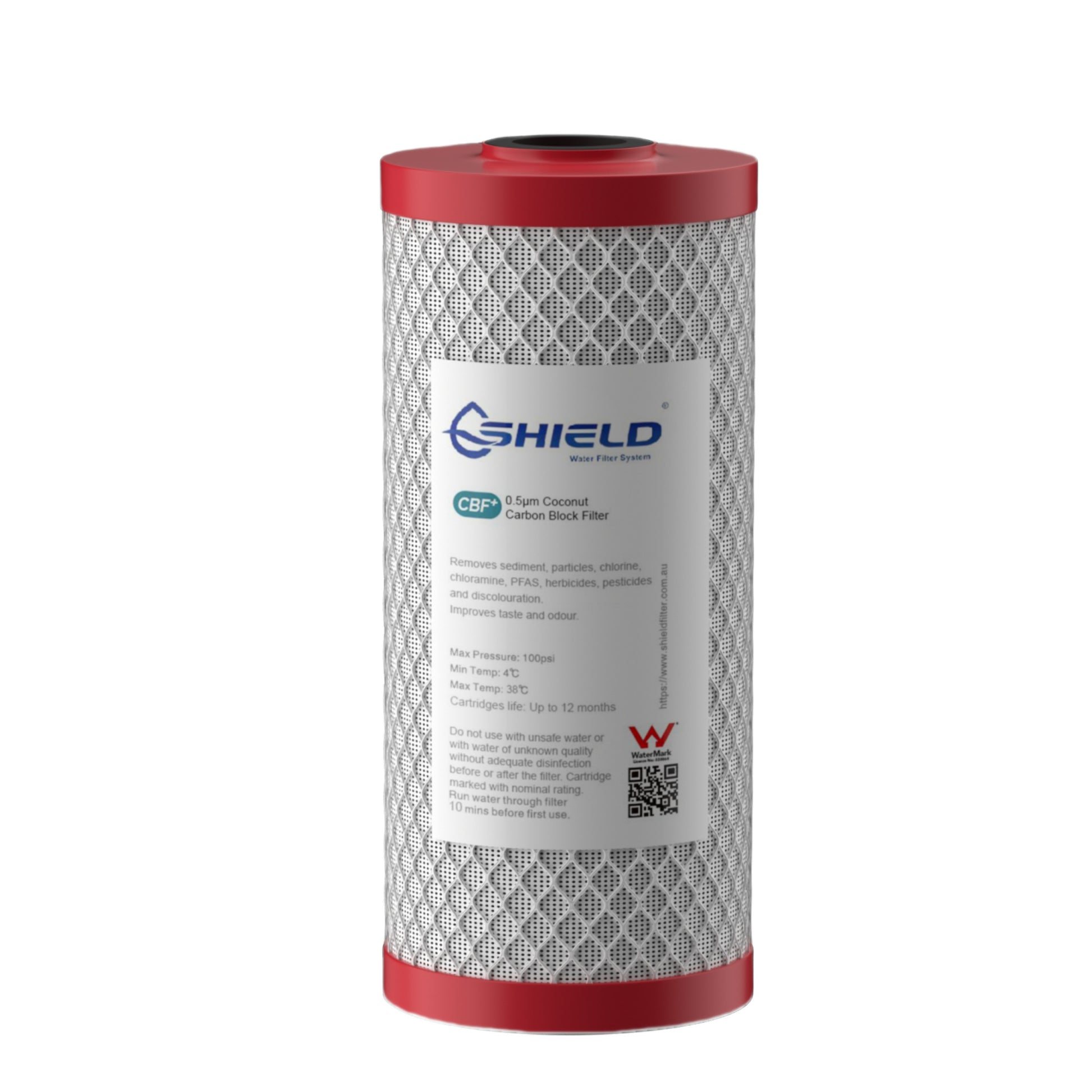 0.5 Micron Carbon Water Filter Cartridge PFAS Chloramine Chlorine Removal | 10” x 4.5” Whole House Replacement - Shield Water Filter