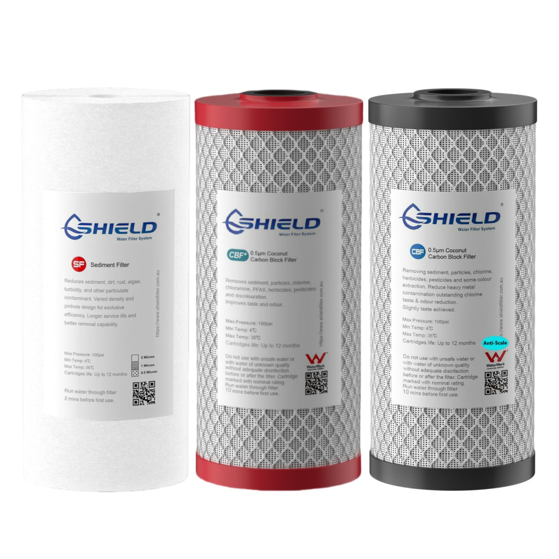 10” x 4.5” FPAS Chloramine Scale Removal Whole House Water Filter Cartridges | 3-Stage | Ideal for Town Water - Shield Water Filter
