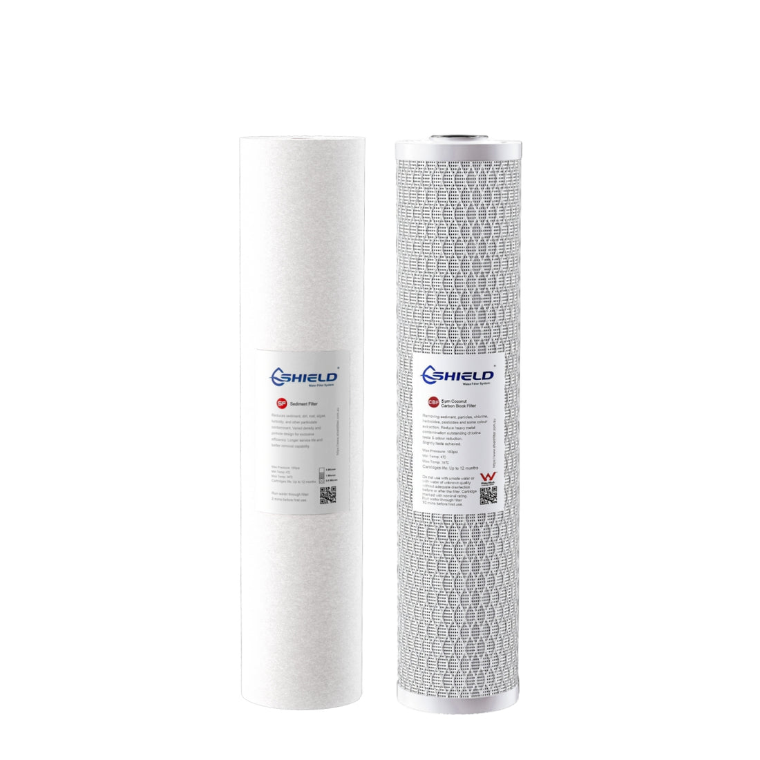 20” x 4.5” Big Blue Whole House Water Filter 5 Micron Sediment Carbon Cartridge | Replacement for Low Pressure Town Water - Shield Water Filter