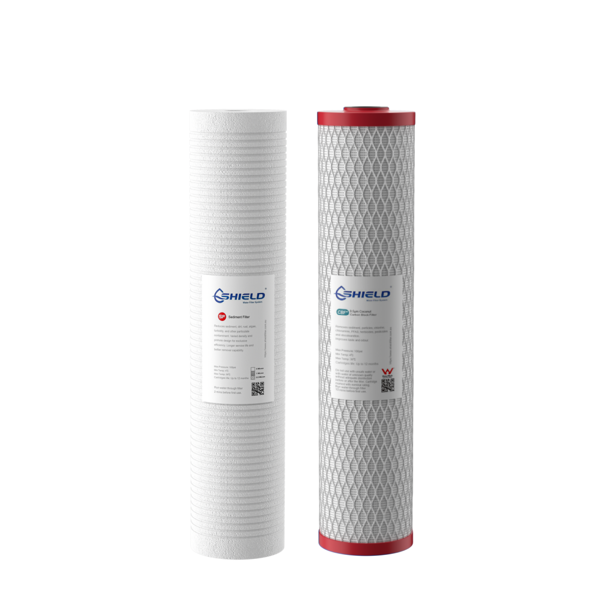 20” x 4.5” Whole House Water Filter Cartridge | PFAS & Chloramine Removal | 5-0.5 Micron Sediment + Carbon | Town Water Use - Shield Water Filter