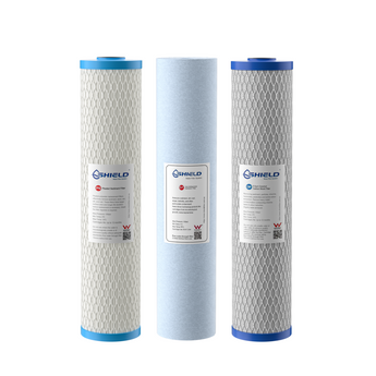 20” x 4.5” Big Blue Whole House Water Filter Cartridges | 3-Stage Replacement | Pleated Washable Sediment, Antibacterial Sediment & Carbon | Ideal for Heavy Sediment Water