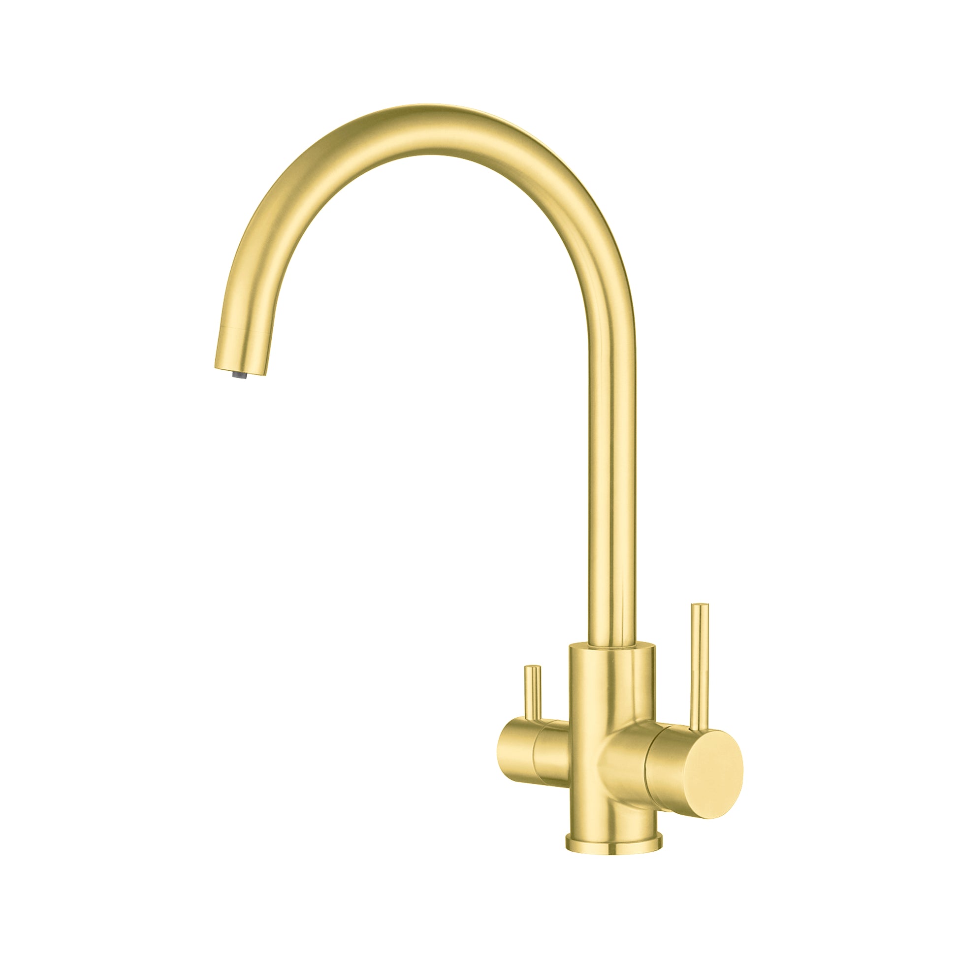 3 Way Mixer Tap Gold Stainless Steel | WaterMark WELS Certified | Drinking Water Filter Faucet | Umbrella Style Kitchen 3-in-1 Tap - Shield Water Filter