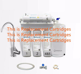 Shield 6 Stages Alkaline Reverse Osmosis Water Filter System Replacement Pack