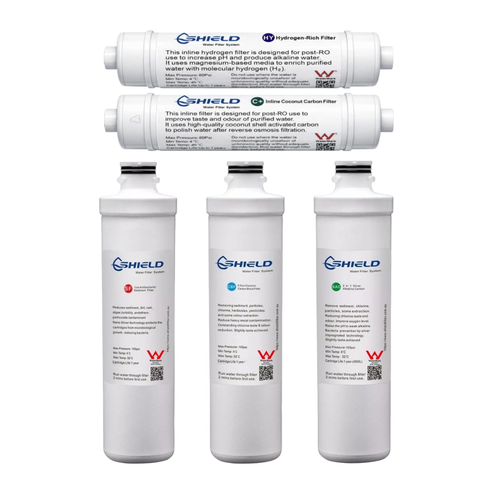 Shield 7 Stages Hydrogen Alkaline Reverse Osmosis Water Filter System Replacement Pack - Shield Water Filter