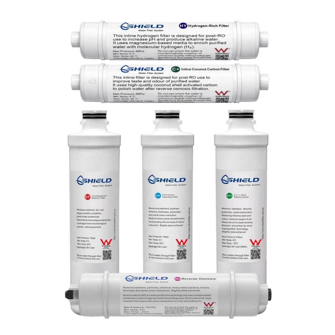 Shield 7 Stages Hydrogen Alkaline Reverse Osmosis Water Filter System Replacement Pack - Shield Water Filter