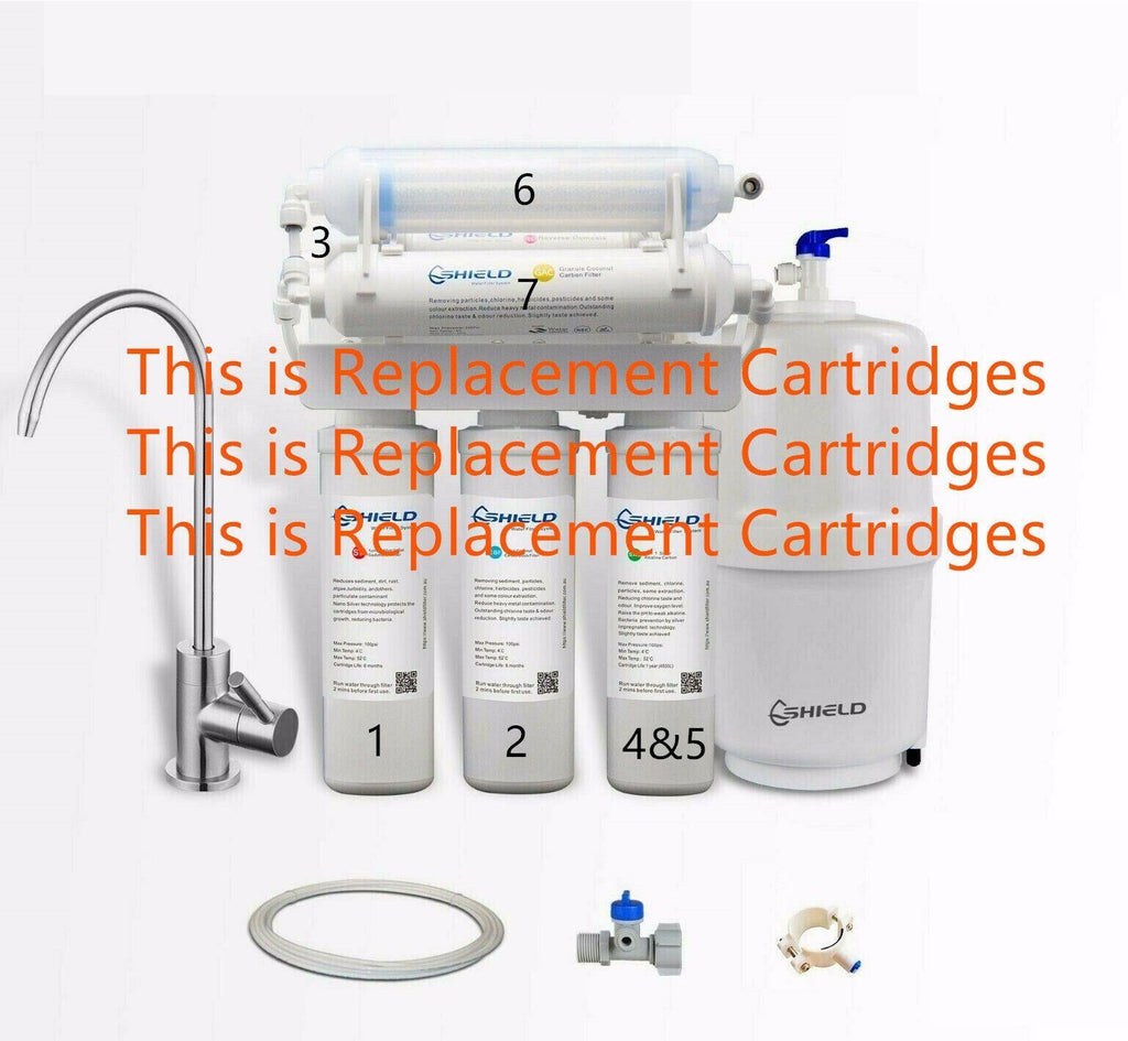 Shield 7 Stages Alkaline Reverse Osmosis Water Filter System Replacement Pack Shield Water Filter