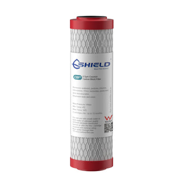 0.5 Micron Chloramine PFAS Removal Carbon Block Water Filter Cartridge | 10” x 2.5” Universal Replacement for Undersink Benchtop System - Shield Water Filter