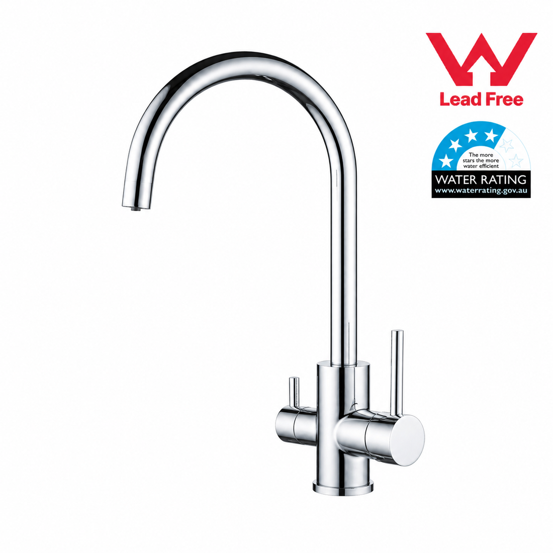 3 Way Mixer Tap Chrome Finish Stainless Steel | WaterMark WELS Certified | Drinking Water Filter Faucet | Umbrella Style Kitchen 3-in-1 Tap（副本）（副本） - Shield Water Filter