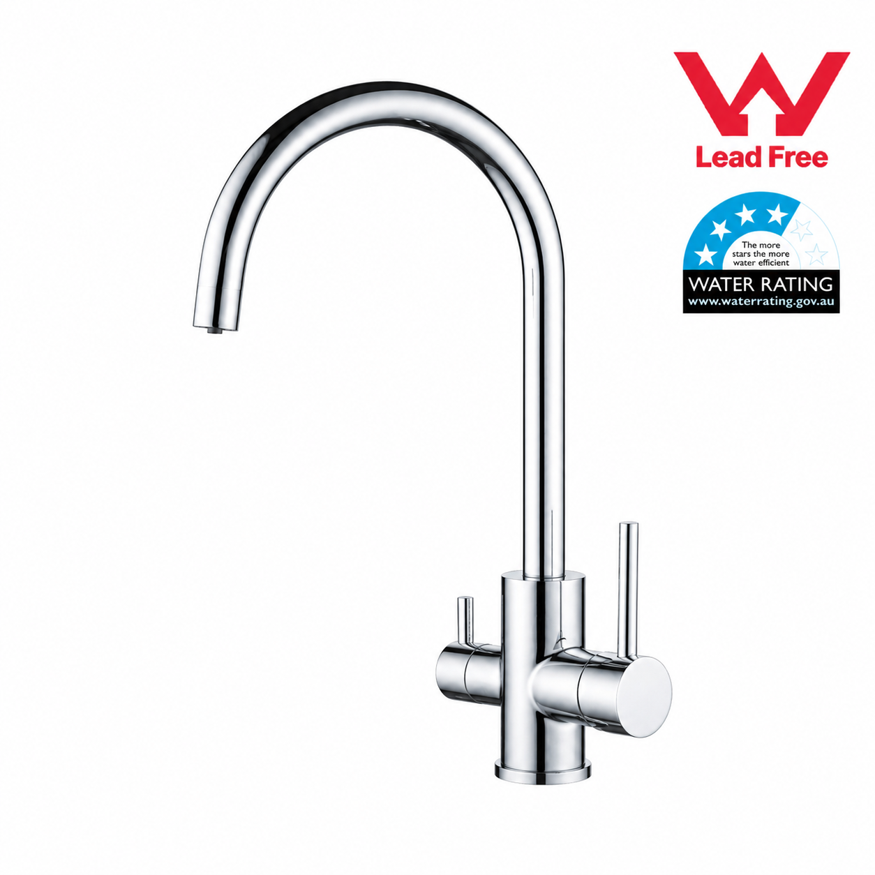 3 Way Mixer Tap Chrome Finish Stainless Steel | WaterMark WELS Certified | Drinking Water Filter Faucet | Umbrella Style Kitchen 3-in-1 Tap（副本）（副本） - Shield Water Filter