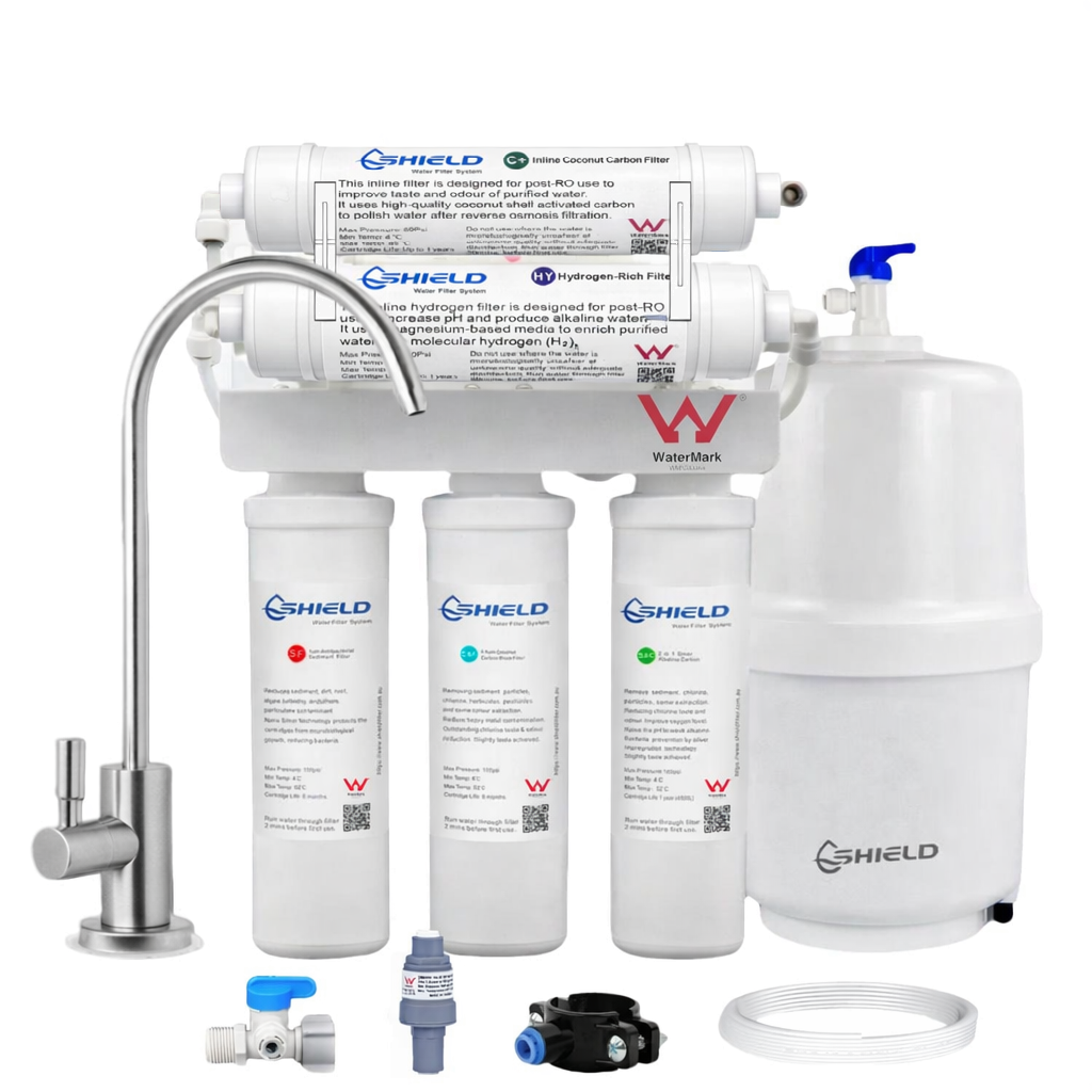7 Stage Undersink RO Water Filter System | Hydrogen Alkaline pH 8.5–10 | PFAS Fluoride Removal | WaterMark Certified - Shield Water Filter