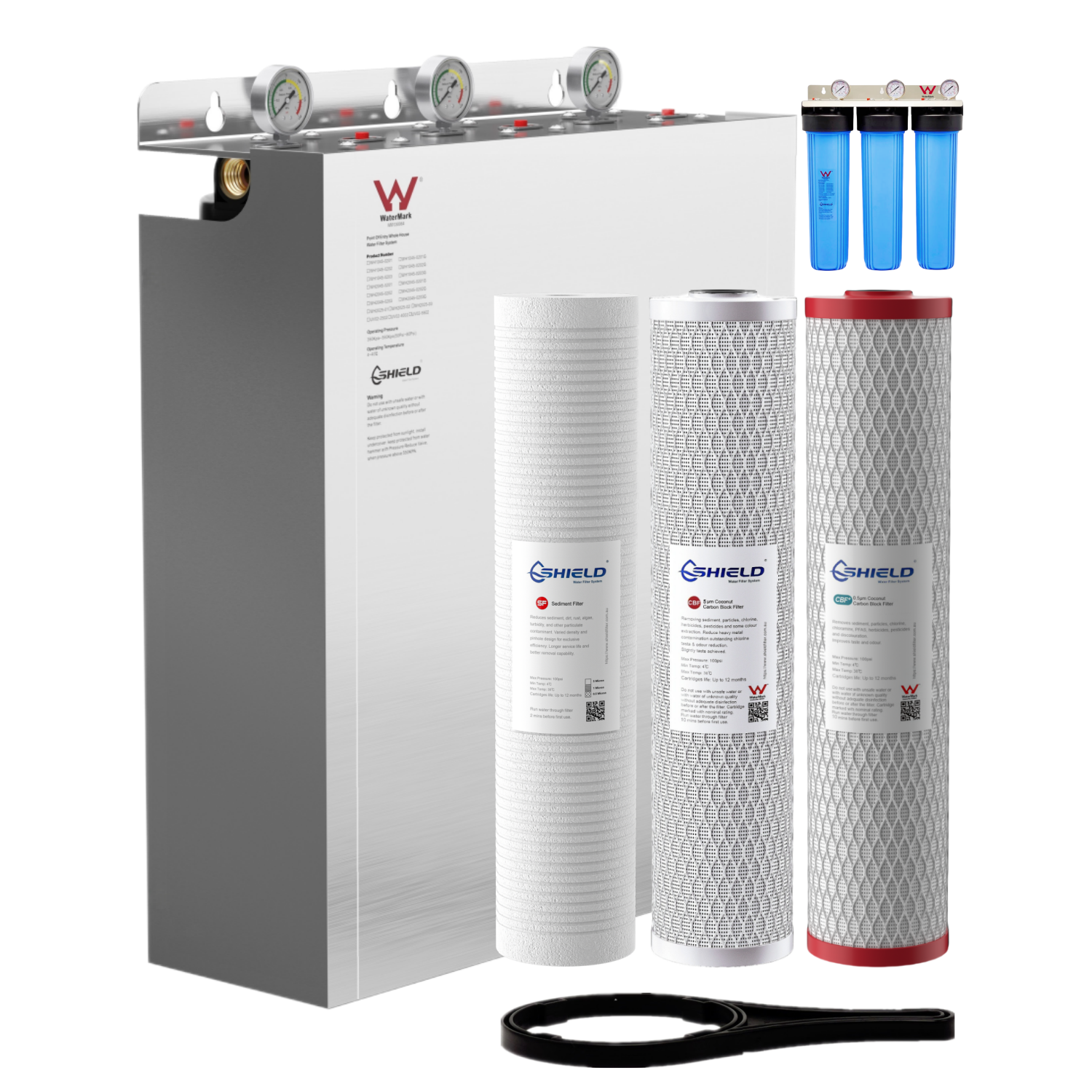 20” x 4.5” Whole House Water Filter System | Chloramine PFAS Removal | Stainless Steel Cover Wall Mount | WaterMark Certified - Shield Water Filter