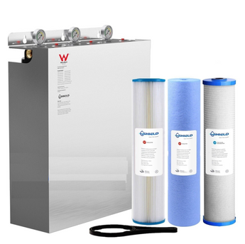Whole House Triple Water Filter System 20'' x 4.5'' 3 Stages Stainless Steel Cover UV Resistance Watermark Certified