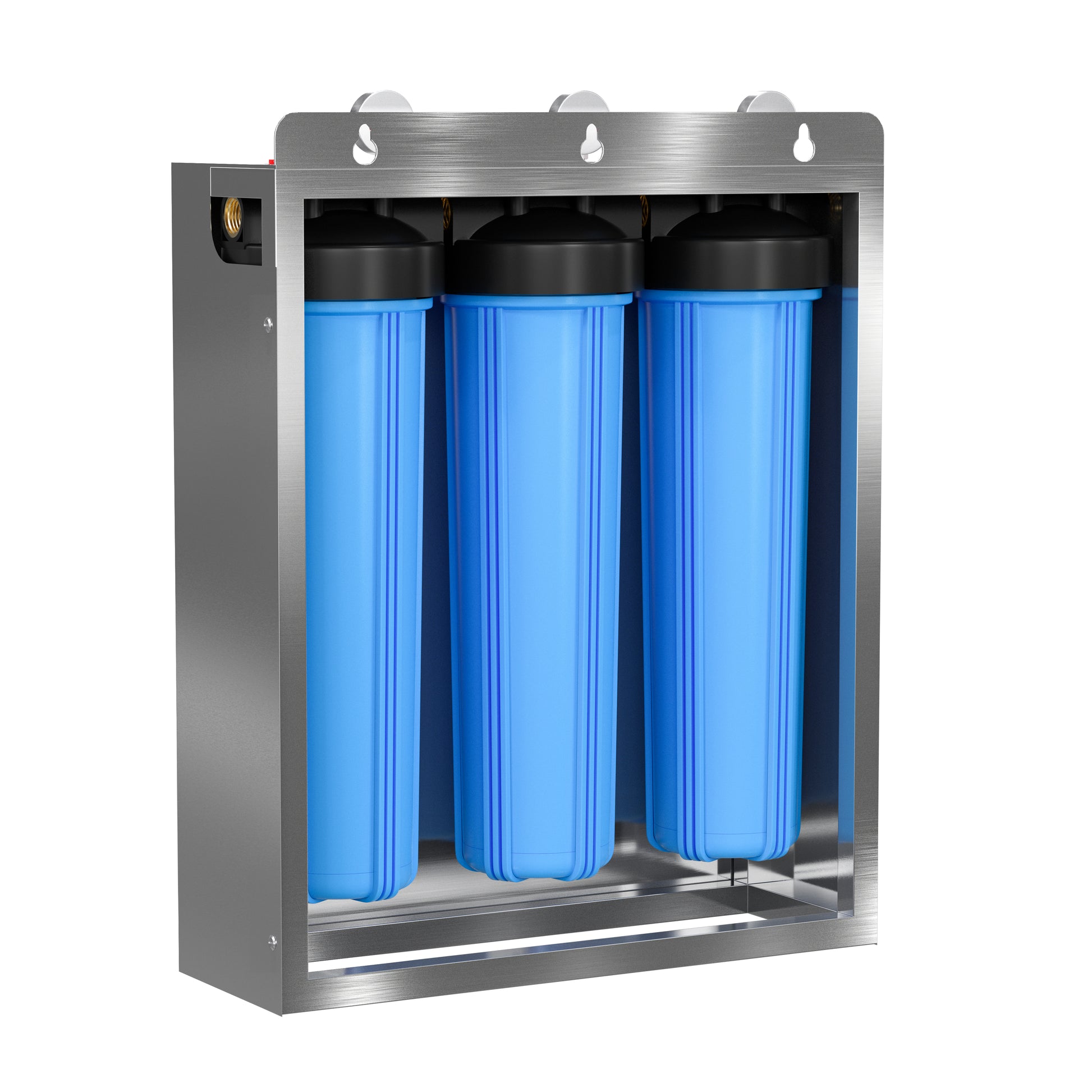 20" x 4.5" Whole House Water Filter System Stainless Steel Cover 3 Stages Customized Cartridges Lead Fluoride Scale Chlorine Cyst Removal - Shield Water Filter