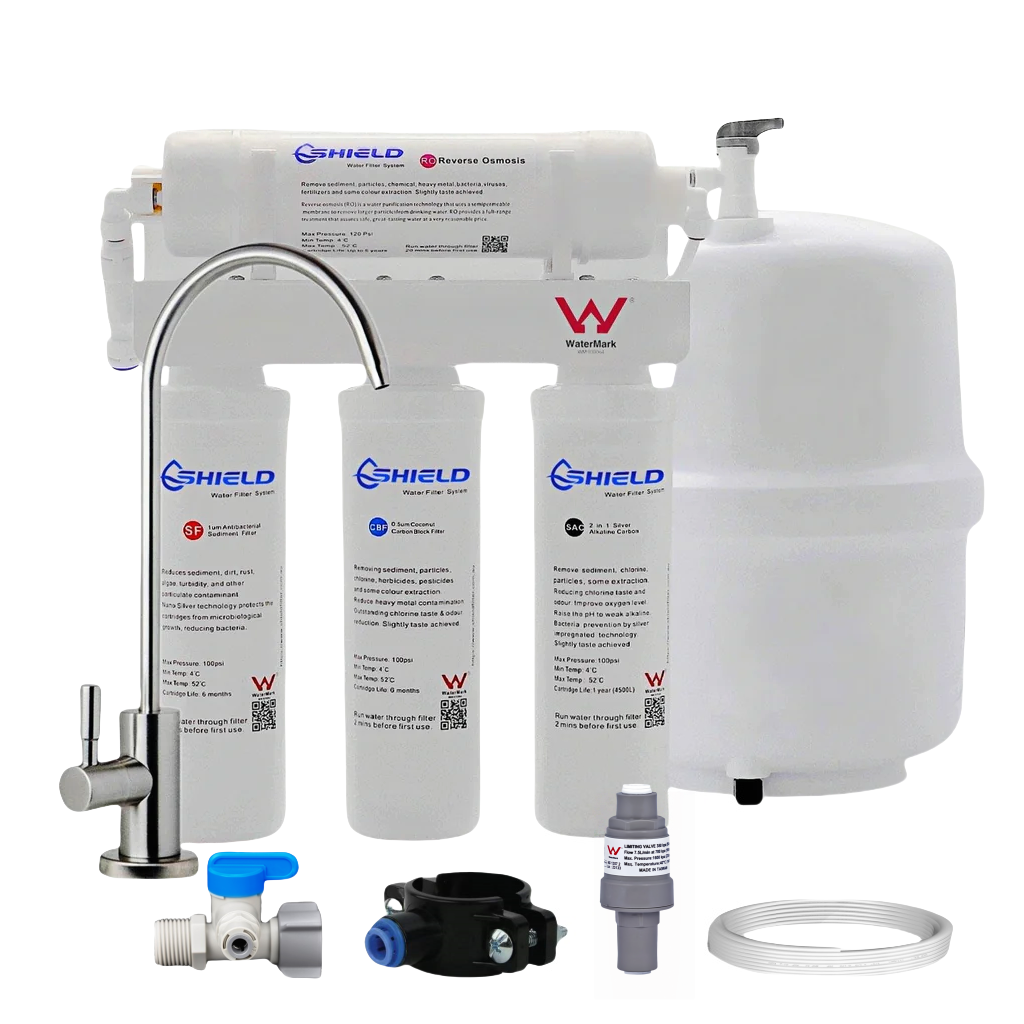5-Stage Undersink Alkaline Reverse Osmosis RO Water Filter System | PFAS Lead Fluoride Removal | WaterMark AS3497 Certified - Shield Water Filter