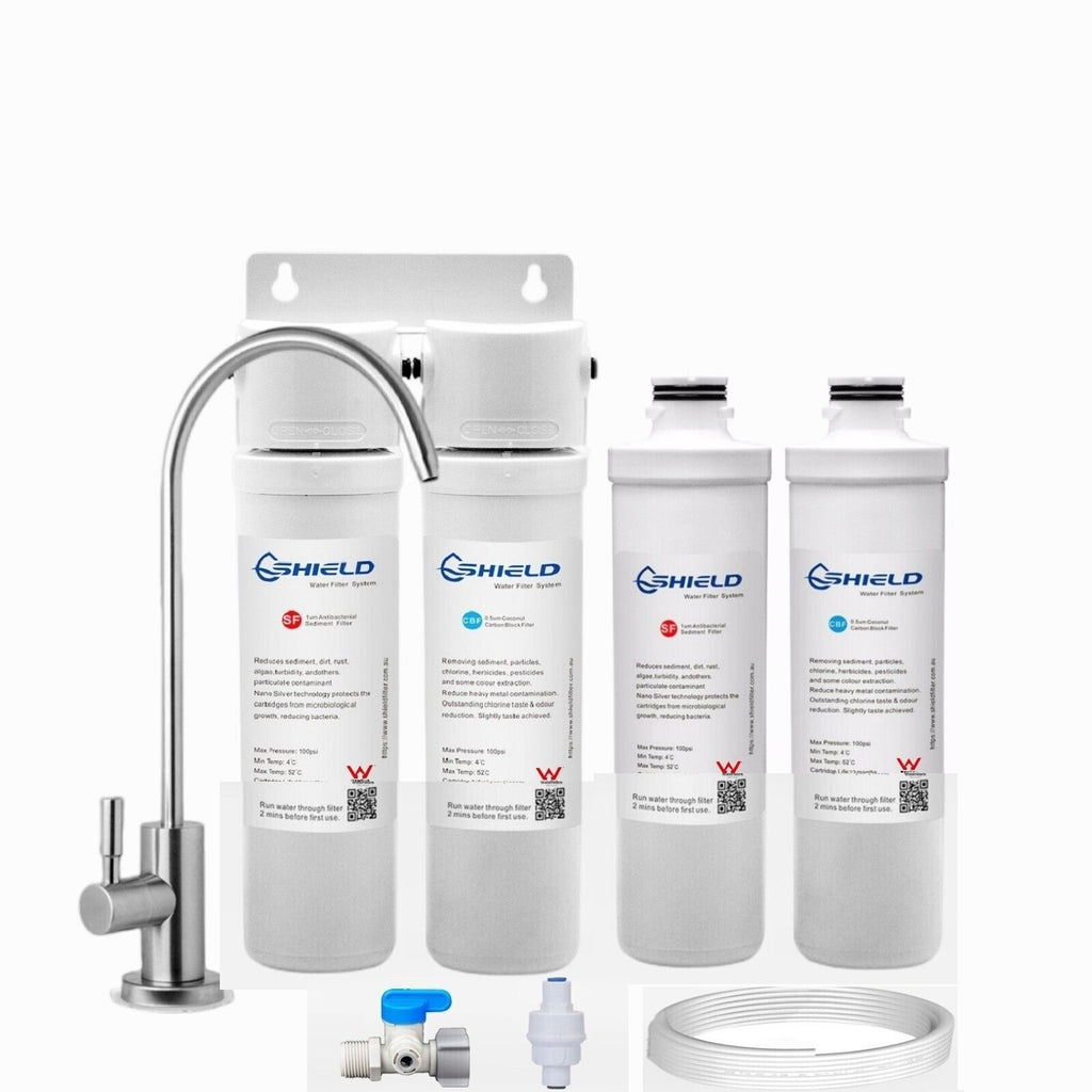 WaterMark Twin Undersink Water Filter System Drinking + Replacement ...