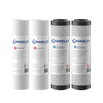 0.5 Micron Sediment Coconut Carbon Block Water Filter Cartridges | 10” x 2.5” Universal Replacement for 2 Stage Undersink Filtration Systems 2 Pack - Shield Water Filter