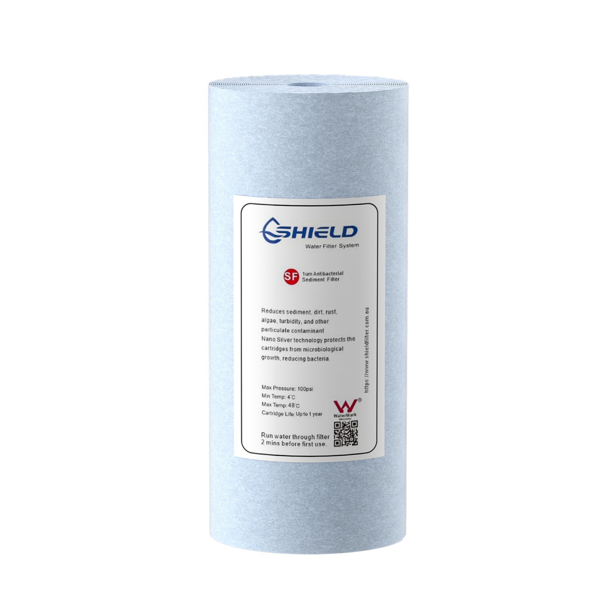 1 Micron Antibacterial Polyspun Sediment Water Filter Cartridge | 10” x 4.5” Big Blue Universal Replacement for Whole House Filter - Shield Water Filter
