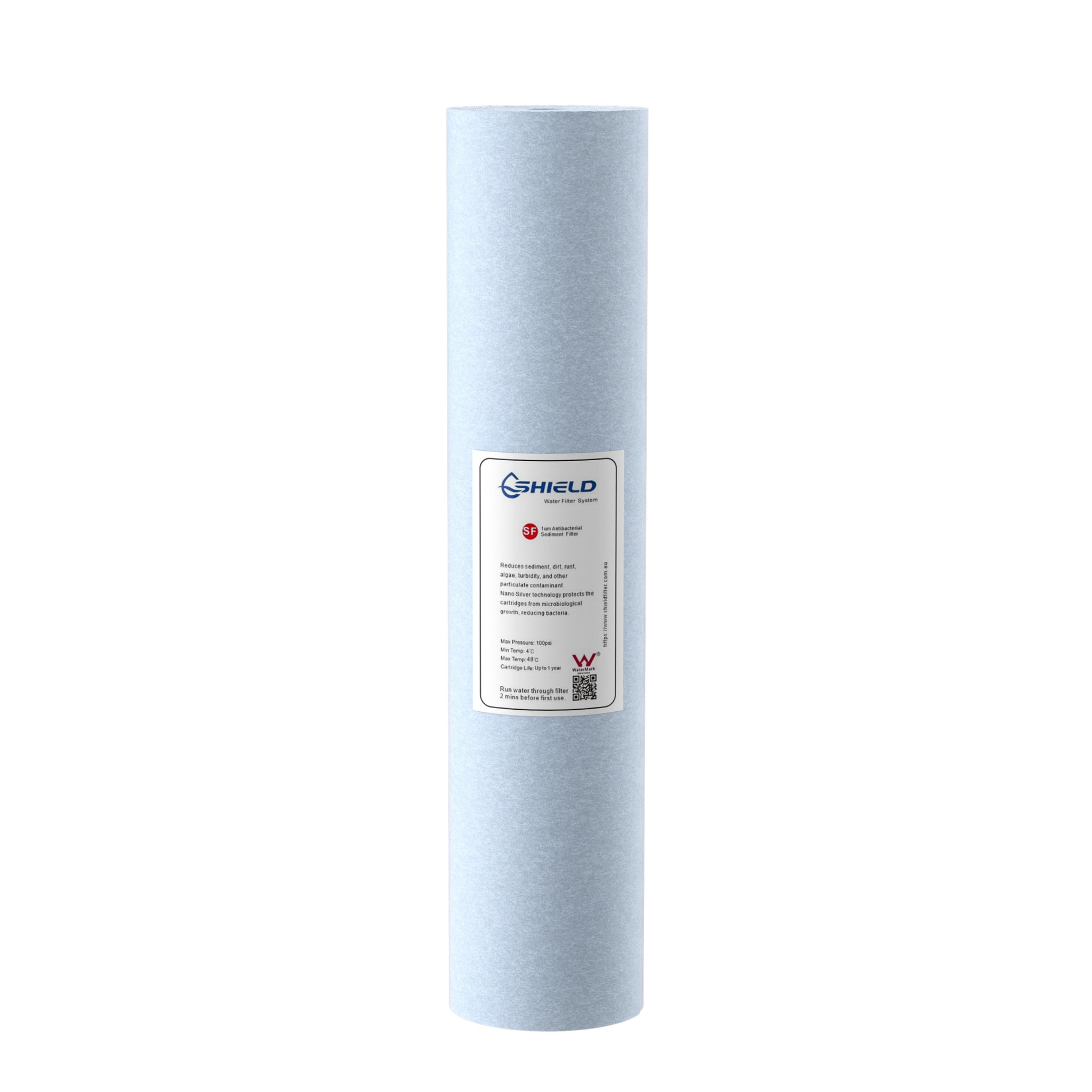1 Micron Antibacterial Polyspun Sediment Water Filter Cartridge | 20” x 4.5” Big Blue Universal Replacement for Whole House Filter - Shield Water Filter
