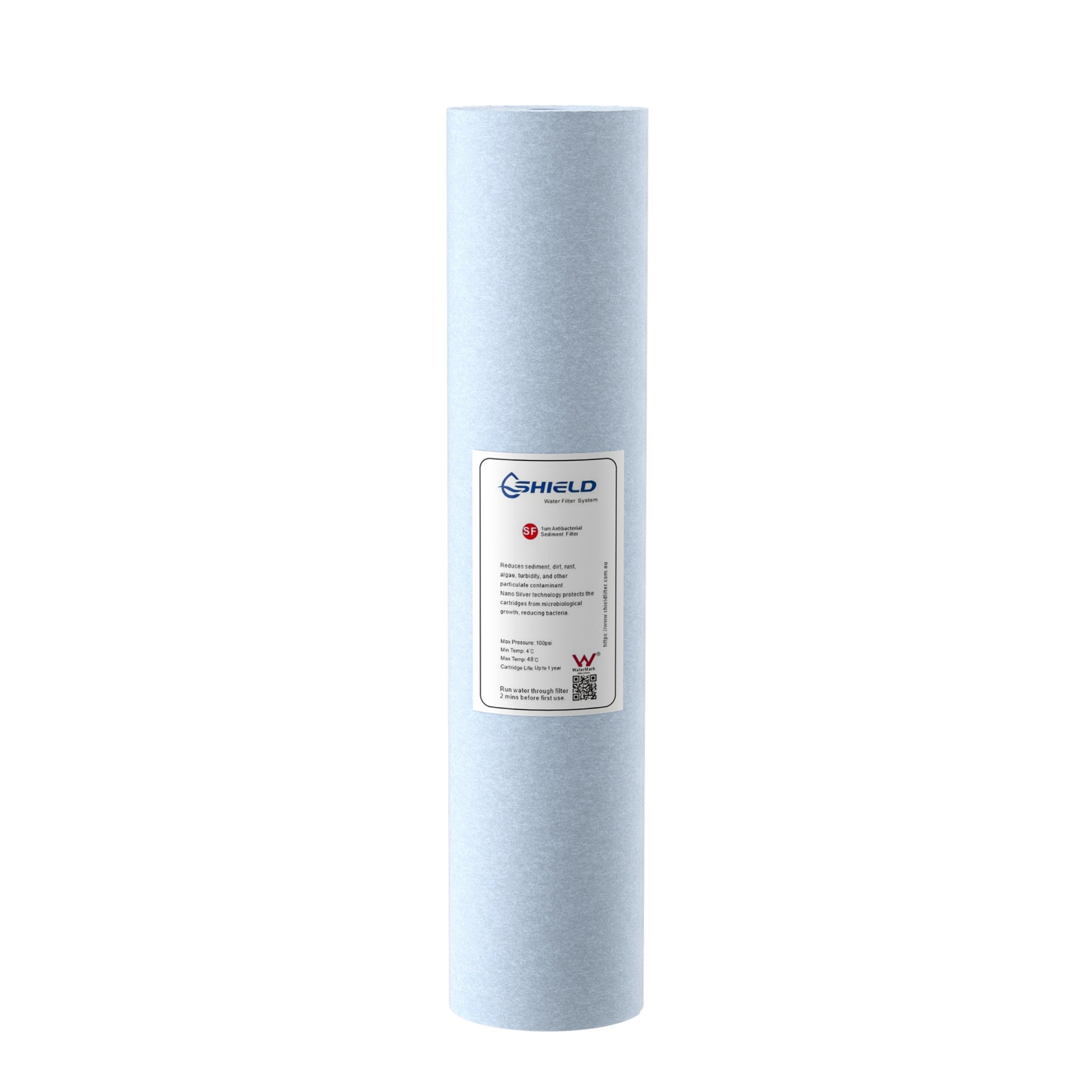 1 Micron Antibacterial Polyspun Sediment Water Filter Cartridge | 20” x 4.5” Big Blue Universal Replacement for Whole House Filter - Shield Water Filter