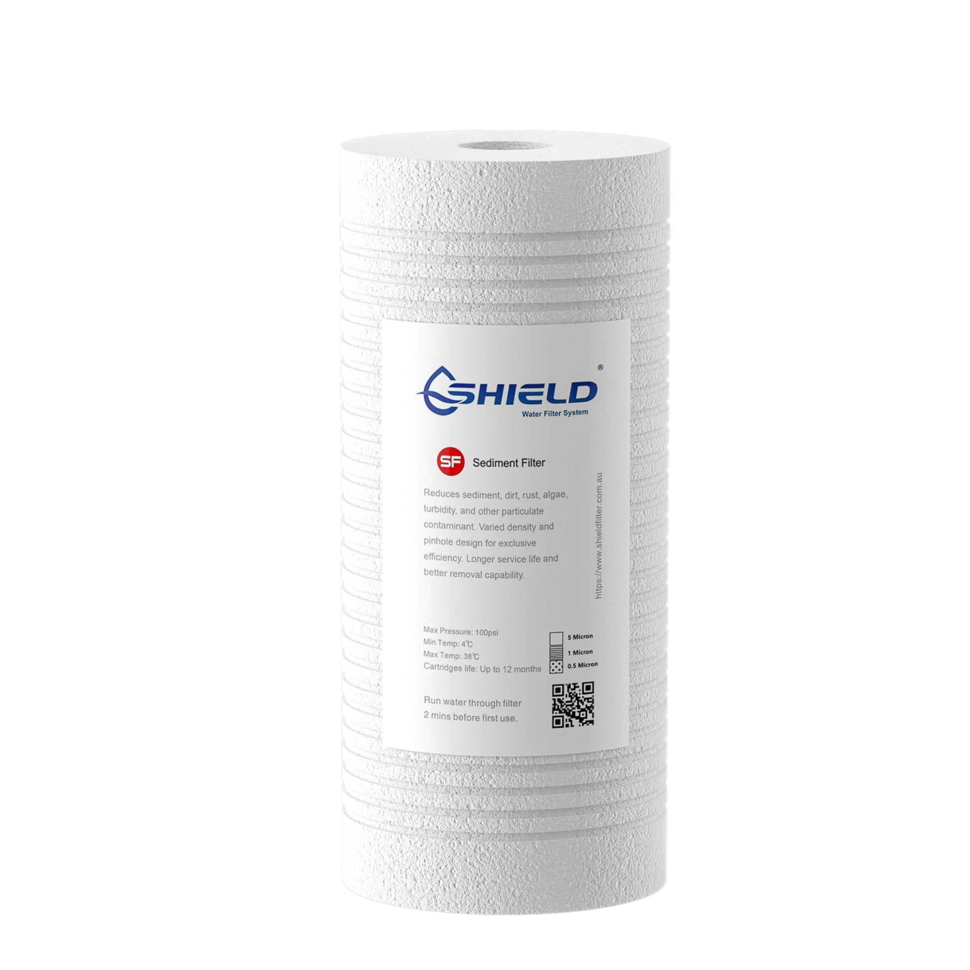 1 Micron Polyspun Sediment Water Filter Cartridge | 10” x 4.5” Big Blue Universal Replacement for Whole House Filter - Shield Water Filter
