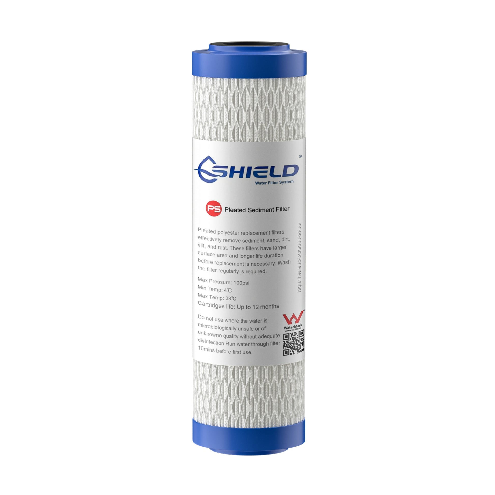 20 Micron Washable Pleated Sediment Water Filter Cartridge | 10” x 2.5” Universal Replacement for Undersink Filter - Shield Water Filter
