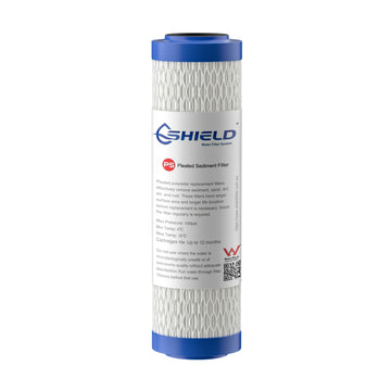 20 Micron Washable Pleated Sediment Water Filter Cartridge | 10” x 2.5” Universal Replacement for Undersink Filter - Shield Water Filter