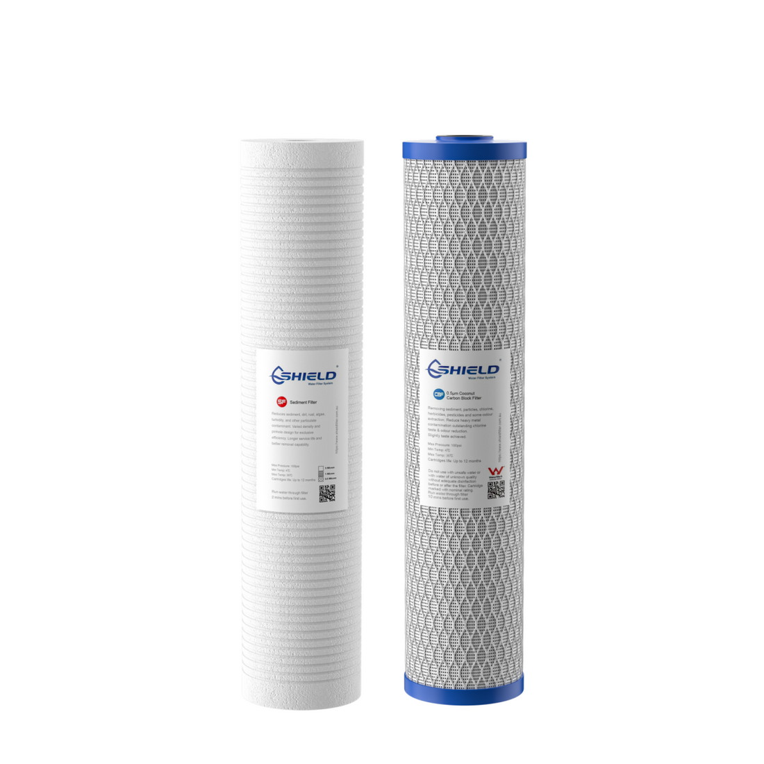 20” x 4.5” Big Blue Whole House Water Filter Sediment Carbon Cartridge | 5-0.5 Micron | Replacement for Town Water - Shield Water Filter