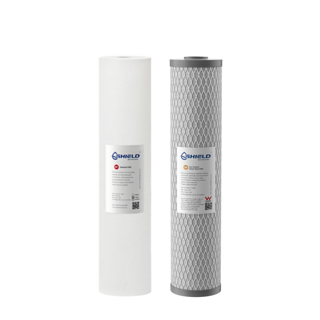 20” x 4.5” Big Blue Whole House Water Filter Sediment Carbon Cartridge | 5-1 Micron | Replacement for Low Pressure Town Water - Shield Water Filter