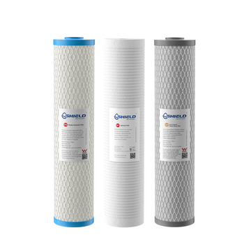20” x 4.5” Whole House Water Filter Cartridges | 3-Stage Replacement | Washable Sediment Carbon | Ideal for Heavy Sediment Low Pressure Areas - Shield Water Filter