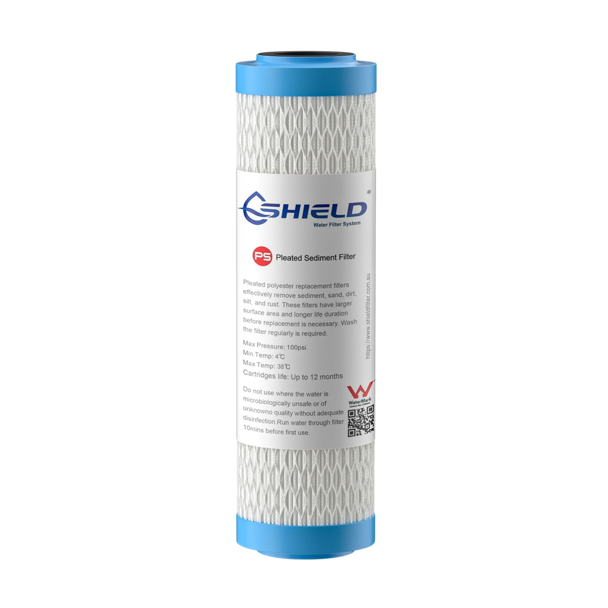 5 Micron Washable Pleated Sediment Water Filter Cartridge | 10” x 2.5” Universal Replacement for Undersink Filter - Shield Water Filter