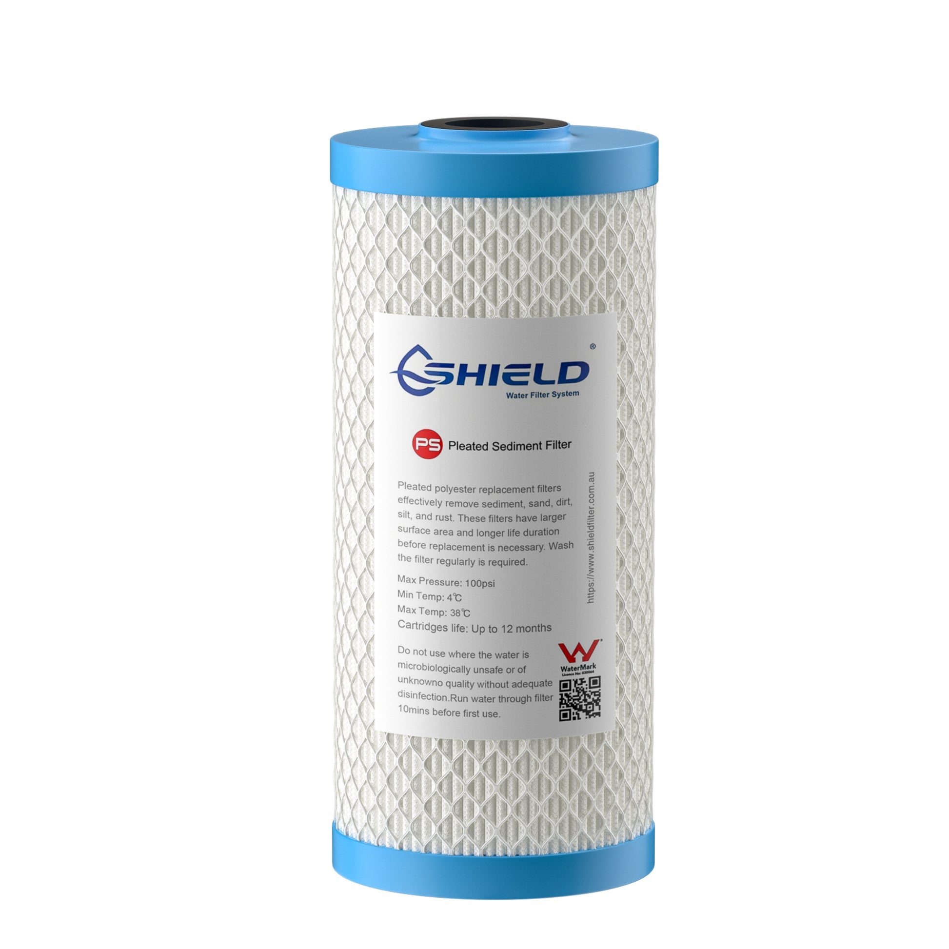 5 Micron Washable Pleated Sediment Water Filter Cartridge | 10” x 4.5” Big Blue Universal Replacement for Whole House Filter - Shield Water Filter