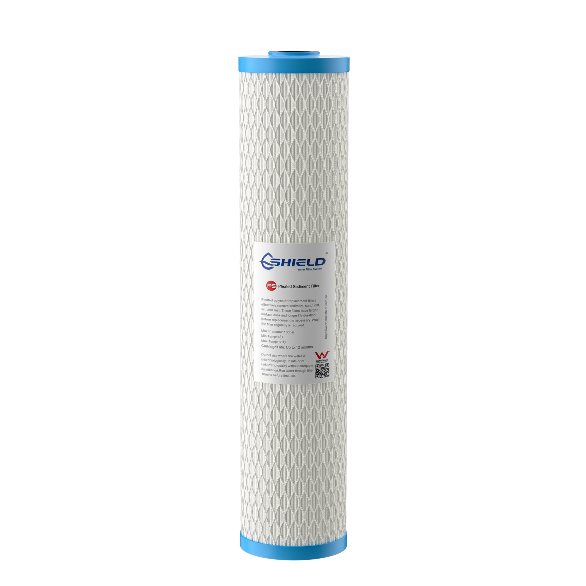 5 Micron Washable Pleated Sediment Water Filter Cartridge | 20” x 4.5” Big Blue Universal Replacement for Whole House Filter - Shield Water Filter