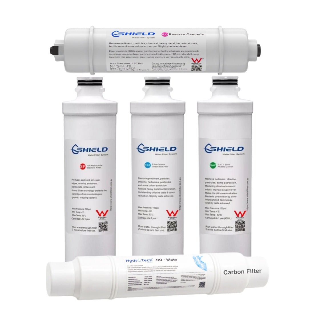 Shield 6 Stages Alkaline Reverse Osmosis Water Filter System Replacement Pack - Shield Water Filter
