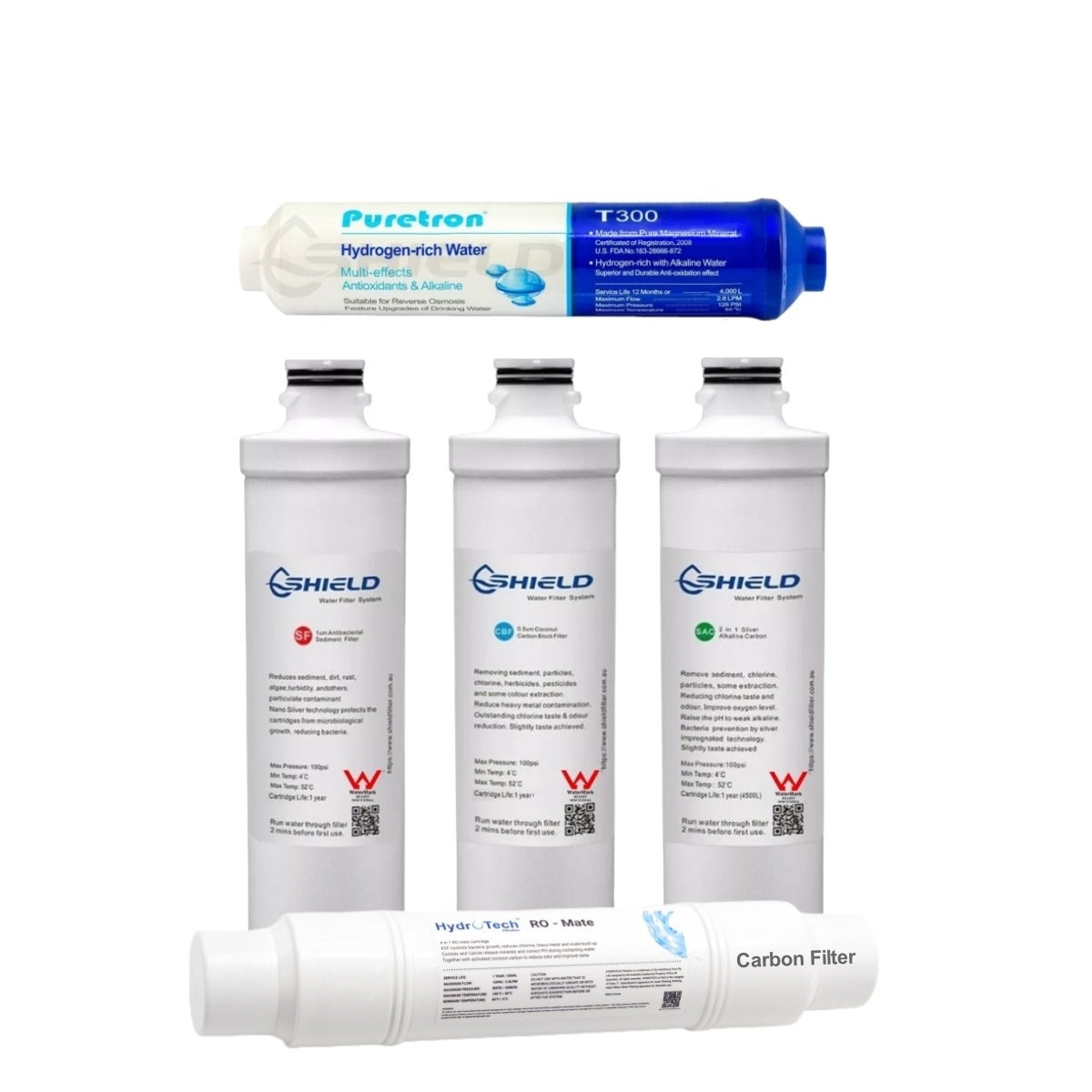 Shield 7 Stages Hydrogen Alkaline Reverse Osmosis Water Filter System Replacement Pack - Shield Water Filter
