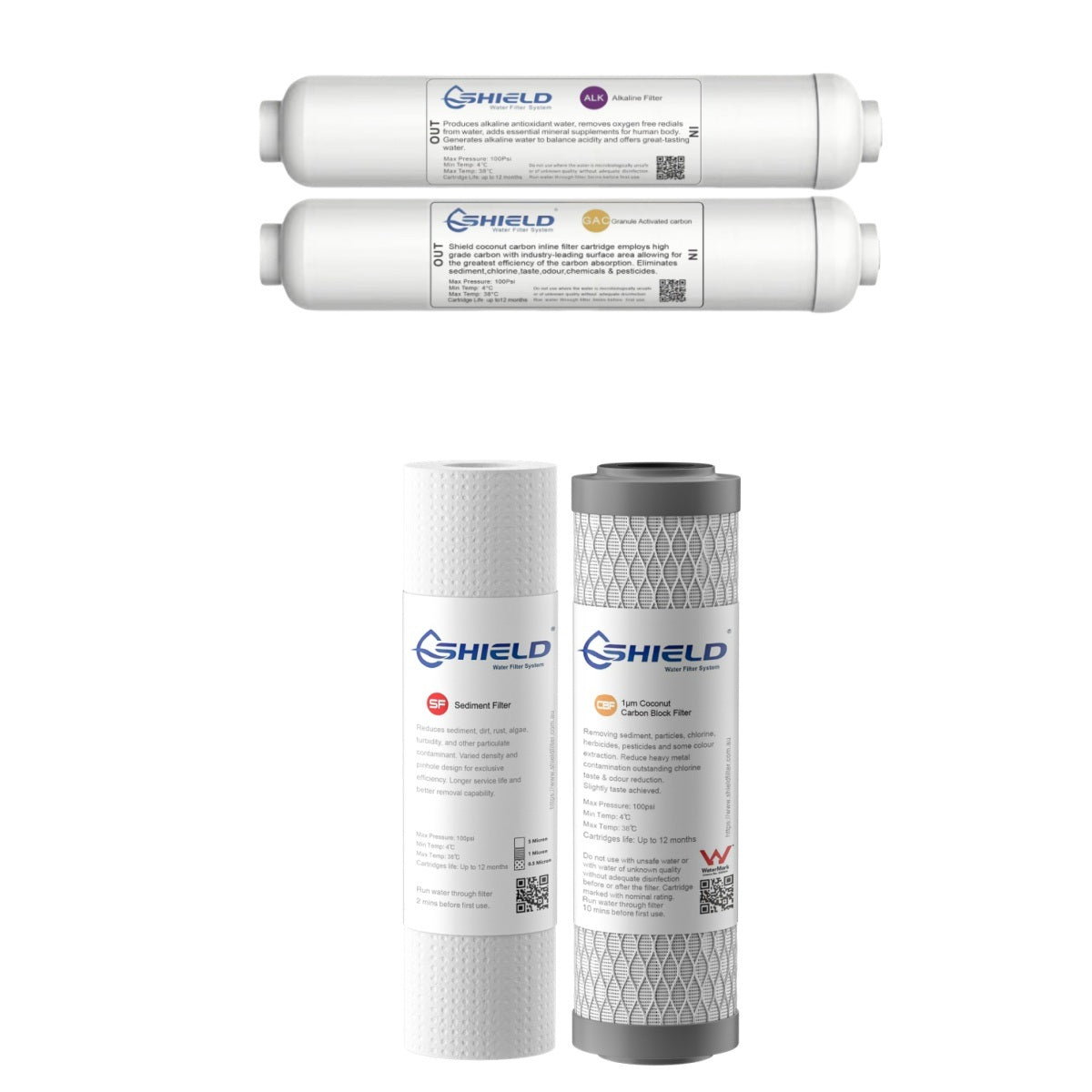 5-Stage Reverse Osmosis Water Filter Replacement Pack | Undersink Alkaline RO System Cartridges - Shield Water Filter