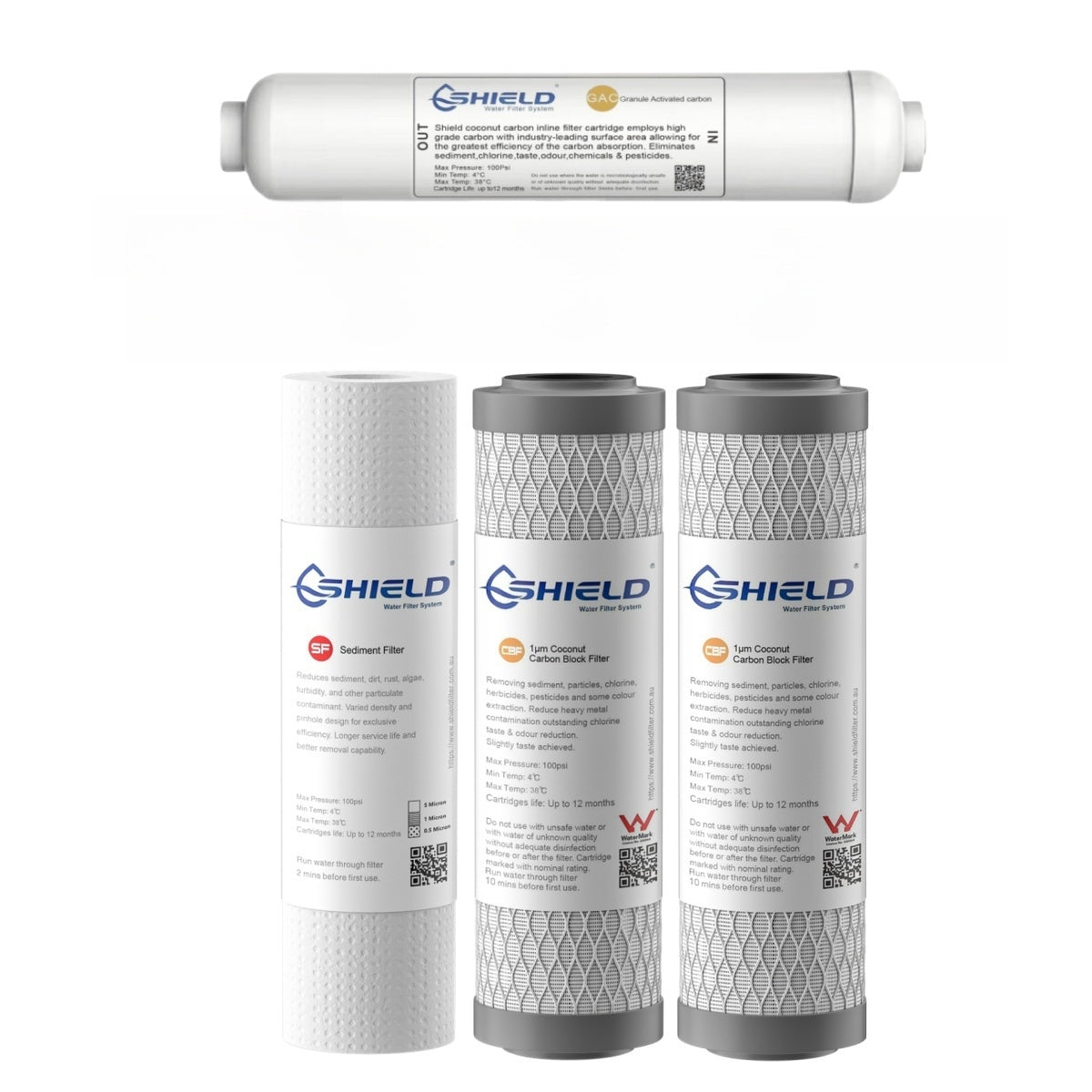 5-Stage Reverse Osmosis Water Filter Replacement Pack | Undersink RO System Cartridges - Shield Water Filter