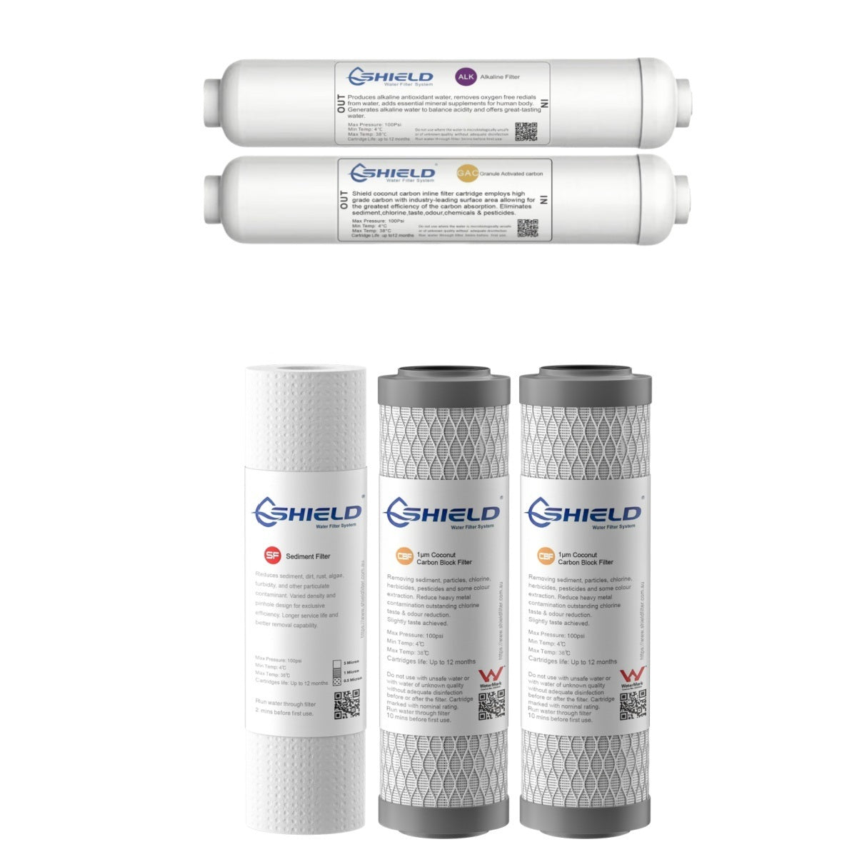 6-Stage Reverse Osmosis Water Filter Replacement Pack | Undersink Akaline RO System Cartridges - Shield Water Filter