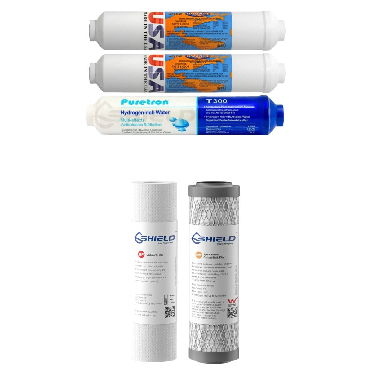 7-Stage Reverse Osmosis Water Filter Replacement Pack | Undersink Magnetic Hydrogen Akaline RO System Cartridges - Shield Water Filter