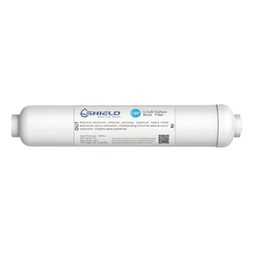 0.5 Micron 10" Inline Coconut Carbon Block Water Filter Cartridge | 1/4” NPT Ports | Chlorine, Taste & Odor Removal | RO System, Fridge, Ice Maker Compatible