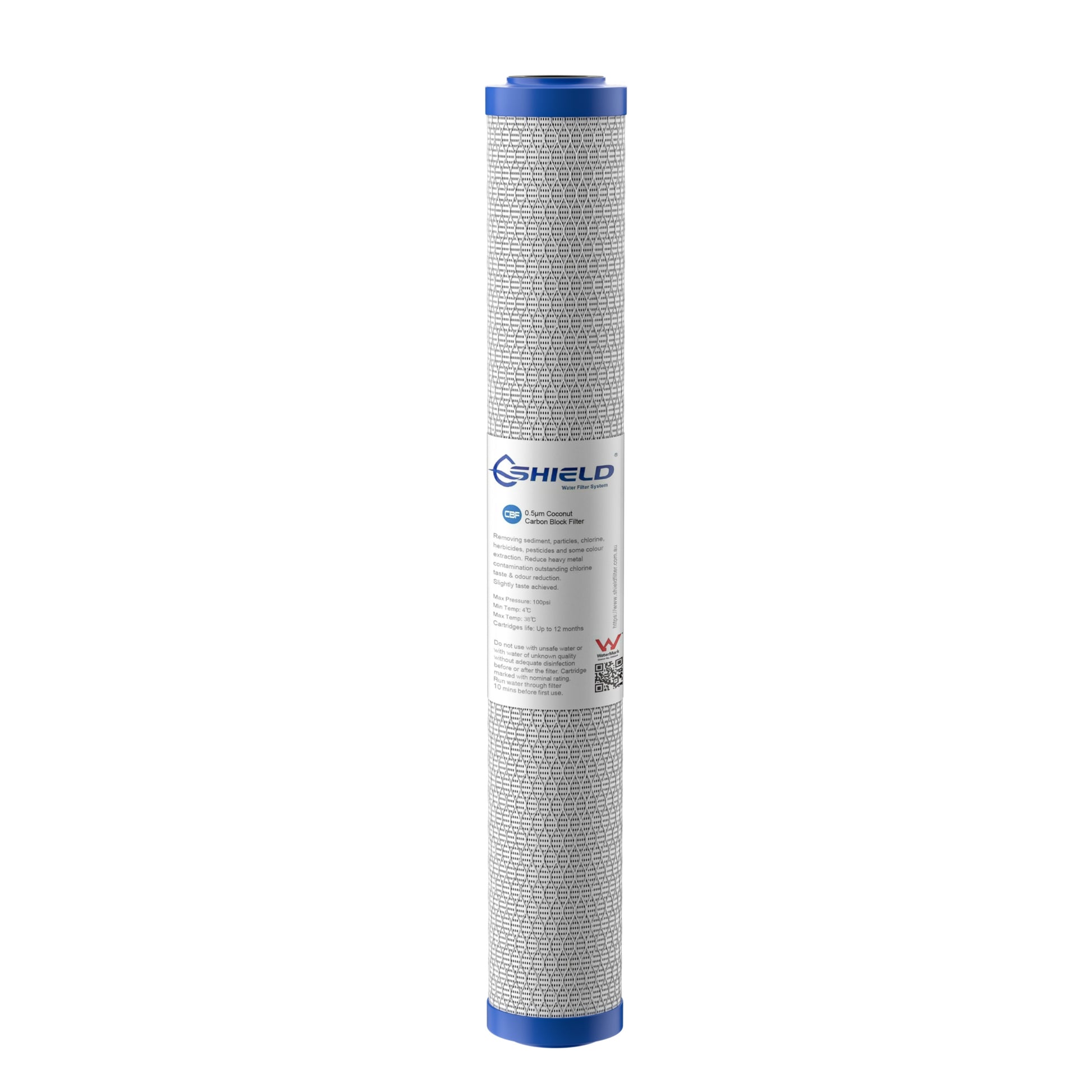 0.5 Micron Coconut Carbon Block Water Filter Cartridge | 20” x 2.5” Universal Replacement for Slim Whole House Filtration Systems - Shield Water Filter