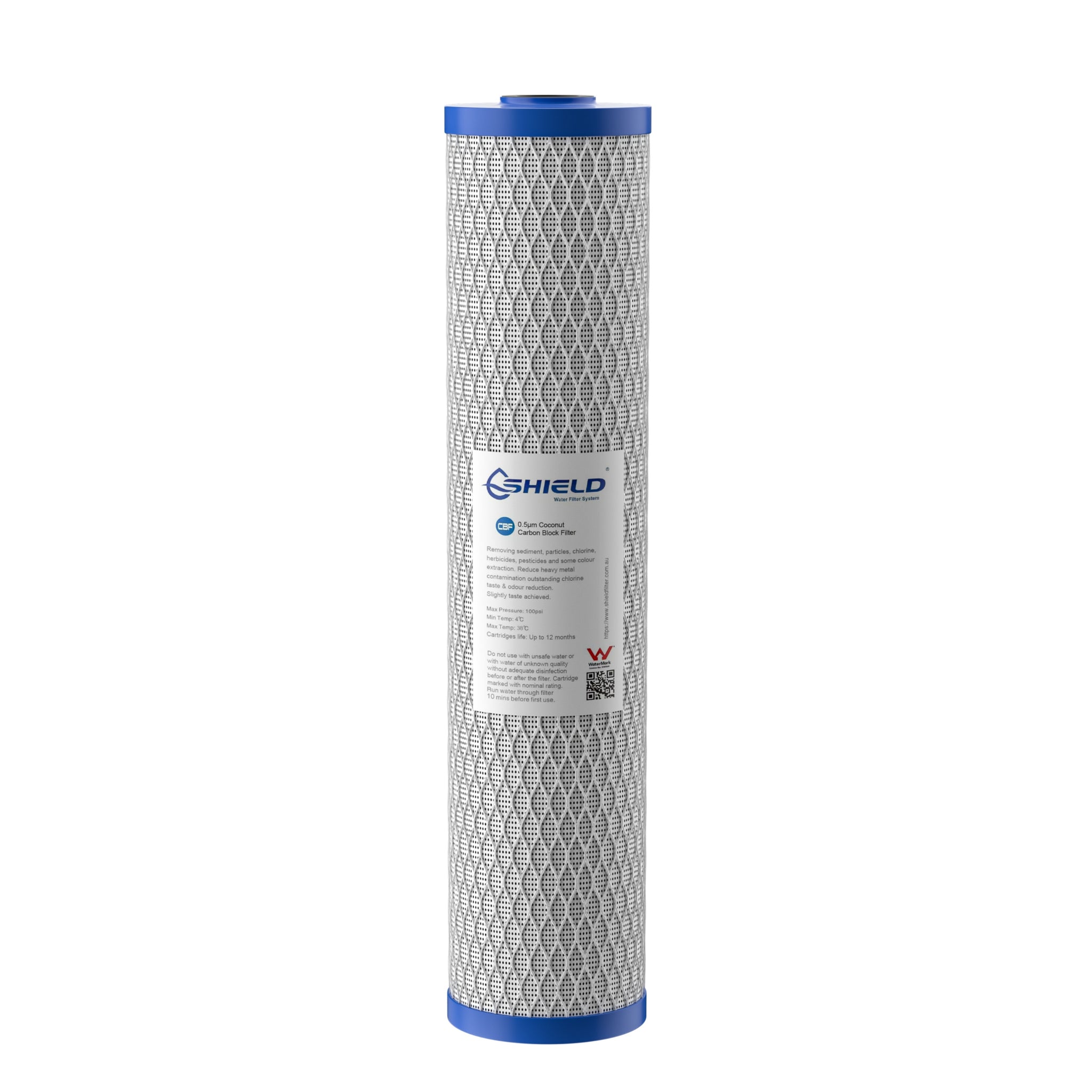 0.5 Micron Coconut Carbon Block Water Filter Cartridge | 20” x 4.5” Universal Replacement for Whole House Filtration Systems - Shield Water Filter